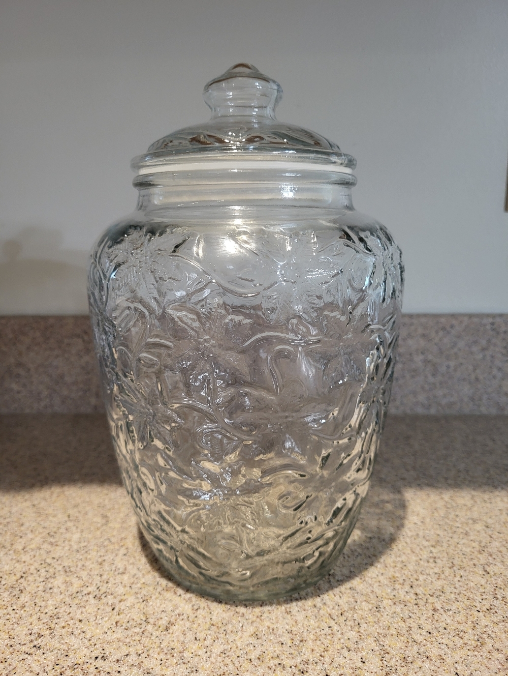 Princess House Fantasia Clear Glass 9.5" Large Canister & Lid EUC